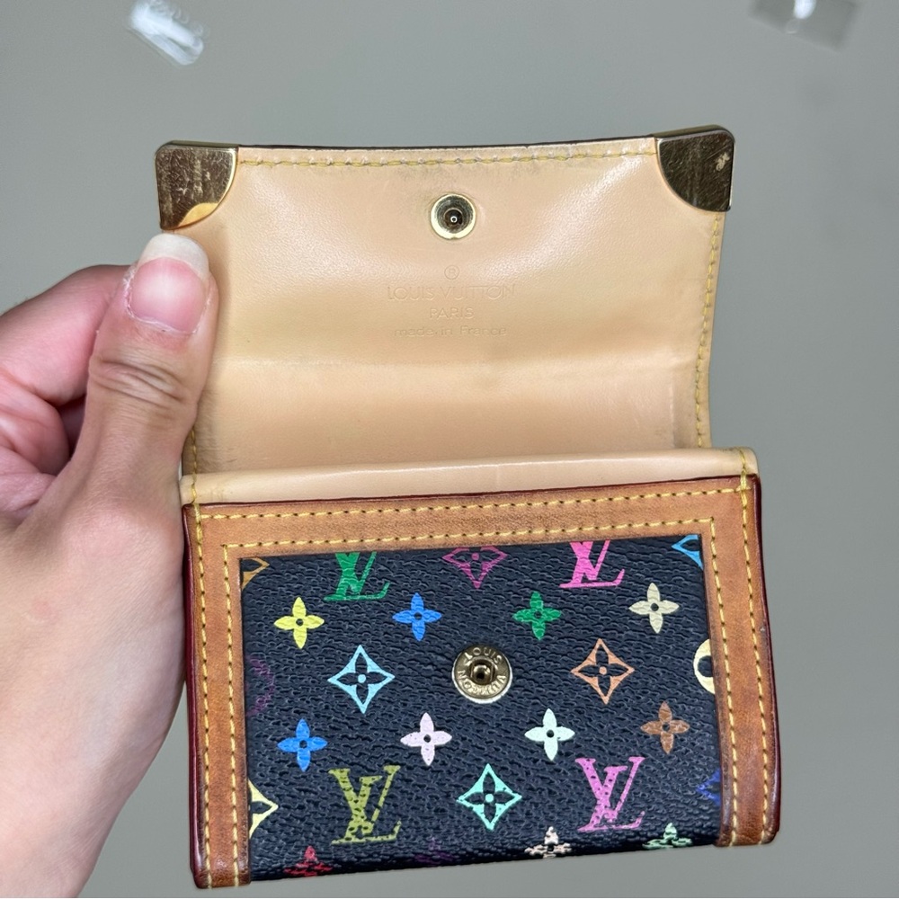Louis Vuitton Black Multicolor Monogram Trifold Wallet with Brown Trim - Picture 8 of 12